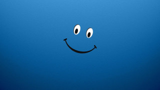 Blue background smiley face black 3 - a smiley face free wallpaper