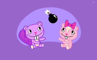 Cartoon animals playing ball purple - funny free wallpaper for desktop