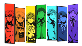 Anime characters rainbow background colorful - same free wallpaper for desktop