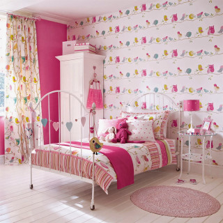 Pink bedroom white bed pink 3 - the floor free wallpaper for tablet