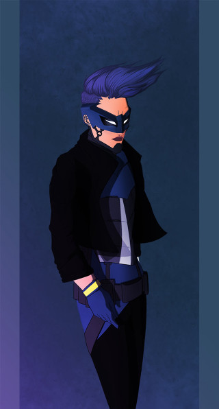 Cartoon character purple hair black - punk free wallpaper for mobile