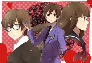 Anime couple heart background red - awataguchi takamitsu free wallpaper