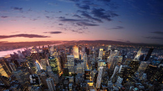 Cityscape night tall buildings pink - a cityscape free wallpaper