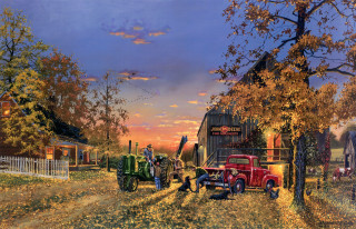 Farm scene red truck autumn - brothers hildebrandt free wallpaper for desktop