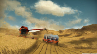 Combine tractor wheat field painting - digital painting free wallpaper for desktop