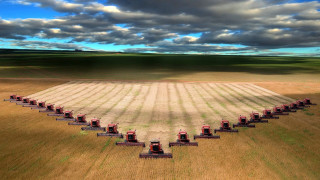 Crops field red tractors cloudy 7 - a cloudy sky free wallpaper