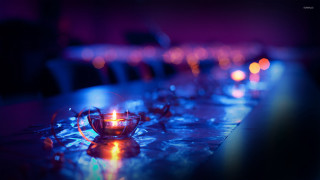 Candle lit table chairs background - a candle free wallpaper