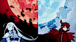 Anime couple fullmoon redmoon armor - a red moon free wallpaper