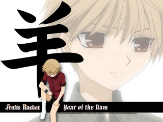 Man redshirt blackwhite background fruitsbasket - sign free wallpaper