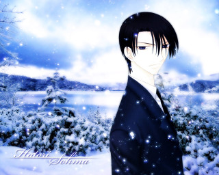 Man black suit snow winter - a black suit free wallpaper