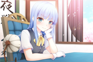 Blue hair girl chair chin - a chair free wallpaper