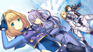 Anime girls blue outfits guns - a snow free wallpaper for desktop