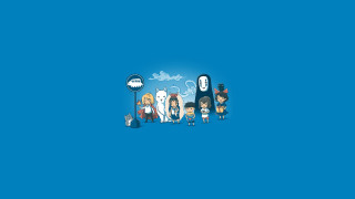 Cartoon characters blue background ghost - a group of cartoon characters free wallpaper