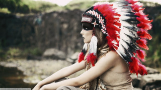 Woman native american headdress rock 2 - behance hd free wallpaper