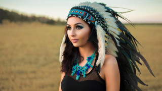Woman headdress feathered head field - caroline chariotdayez free wallpaper