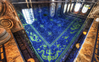 Large blue carpet window blue - mosaic free wallpaper