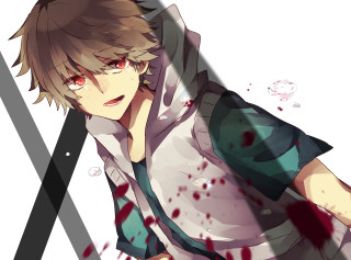 Bloodied man bleeding splatter hooded - lineart free wallpaper for desktop