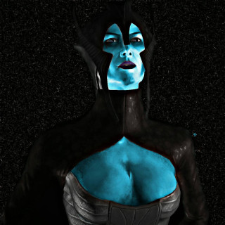 Blue makeup woman horns fantasy - a blue dress free wallpaper for tablet