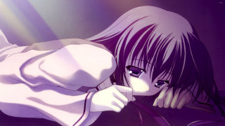 Woman longhair white shirt leaning - against a wall free wallpaper