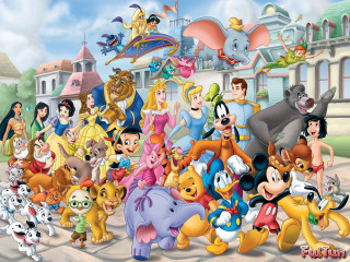 Cartoon characters building castle background - a group of cartoon characters free wallpaper for desktop