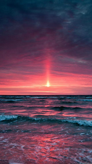 Sunset ocean light wave sky - sunrise free wallpaper for mobile
