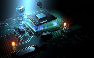 Robot circuit board light shining 4 - a robot free wallpaper
