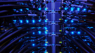 Large server wires blue lights - a blue light free wallpaper