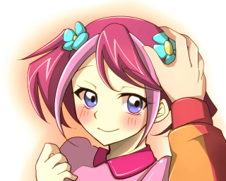 Cartoon girl pink hair scarf - her chest free wallpaper