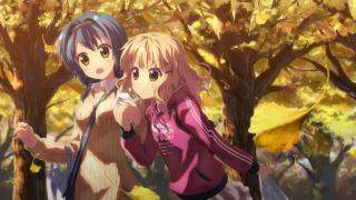 Anime girls forest yellow umbrella - plein air free wallpaper