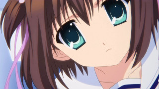 Girl long hair green eyes 3 - a blue sky background free wallpaper