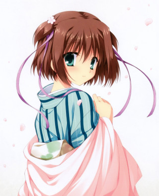Girl pink skirt coffee kimono - a blue shirt free wallpaper for mobile