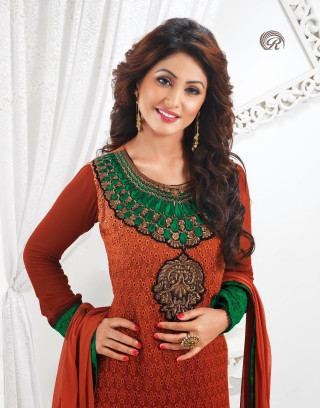 Woman red green dress posing - dress free wallpaper