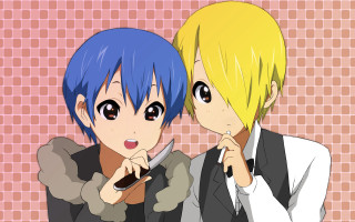 Anime characters knife cellphone pink - a grid pattern free wallpaper