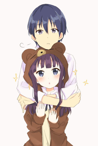 Anime couple hug stars kawaii - ayo free wallpaper