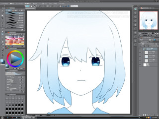 Cartoon character blue eyes white 2 - gradient light blue free wallpaper