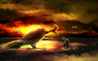 Bird boat water person kneeling - a boat free wallpaper for desktop