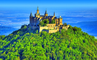 Castle hill trees blue sky 2 - a few cloud free wallpaper for desktop