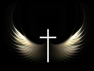 Cross wings black background white - a white cross free wallpaper