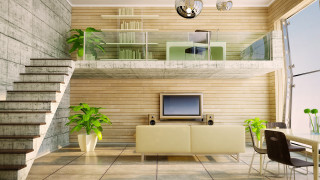 Living room tv staircase balcony - a living room free wallpaper