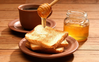 Toast honey wooden table food - fructose free wallpaper