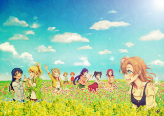 People field flowers sky background - above them free wallpaper