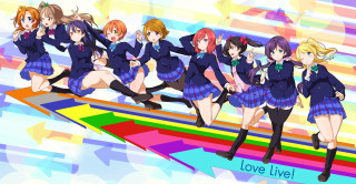Girls running rainbow background love 2 - school uniform free wallpaper