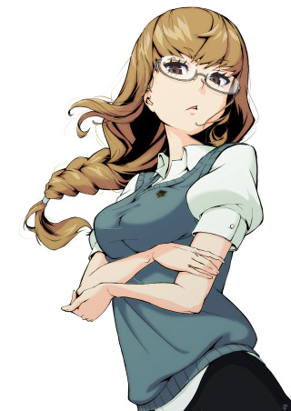 Woman glasses blue shirt arms - her arm free wallpaper for mobile