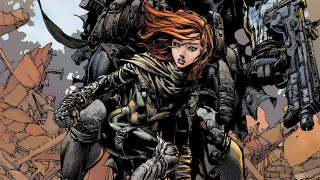 Woman red hair gun giant - michael kaluta free wallpaper for desktop