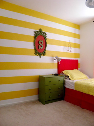 Yellow striped bedroom green dresser - vibrant free wallpaper for mobile