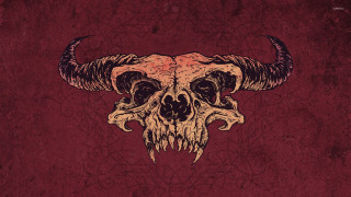 Bull skull horns red background - horn free wallpaper for desktop