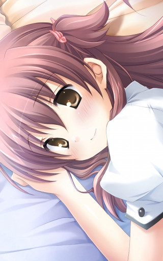 Pink hair girl bed white - her shoulder free wallpaper for mobile