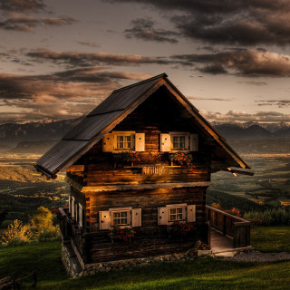 Small wooden house balcony roof - free landscape wallpaper for tablet