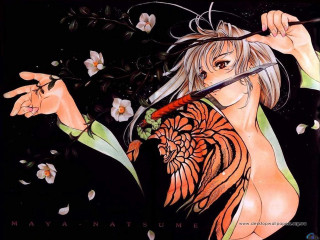 Woman flower bird knife manga - her hand and a bird free wallpaper