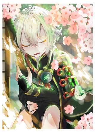 White hair green eyes window - pink flower free wallpaper for mobile